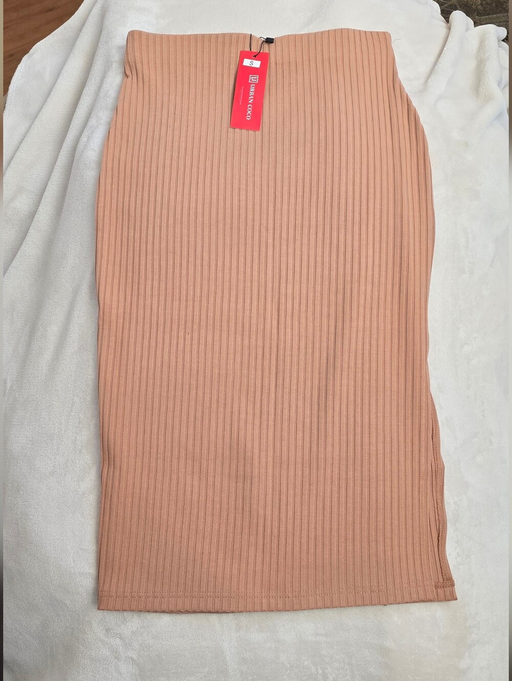 Urban Coco Ribbed Pencil Skirt - Blush Pink